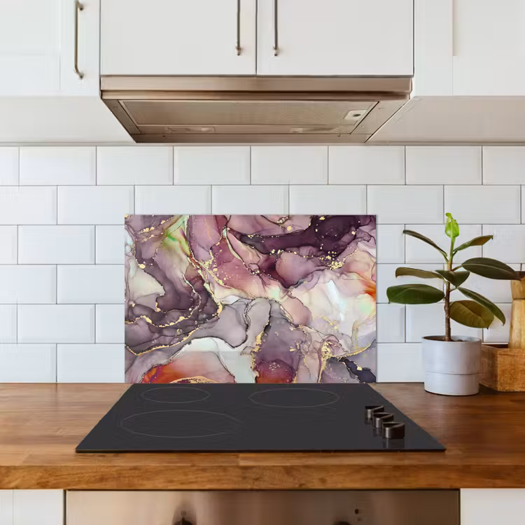 Paraschizzi cucina - Marmo - Rosso - Viola - Oro — 3