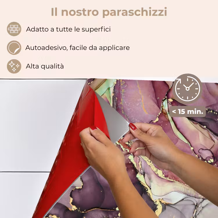 Paraschizzi cucina - Marmo - Rosso - Viola - Oro — 4