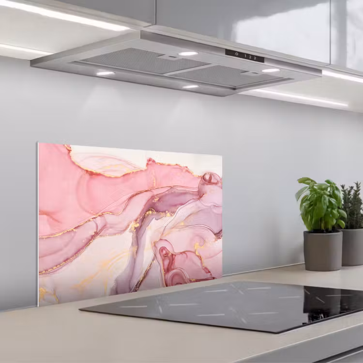 Paraschizzi cucina - Oro - Marmo - Rosa — 1