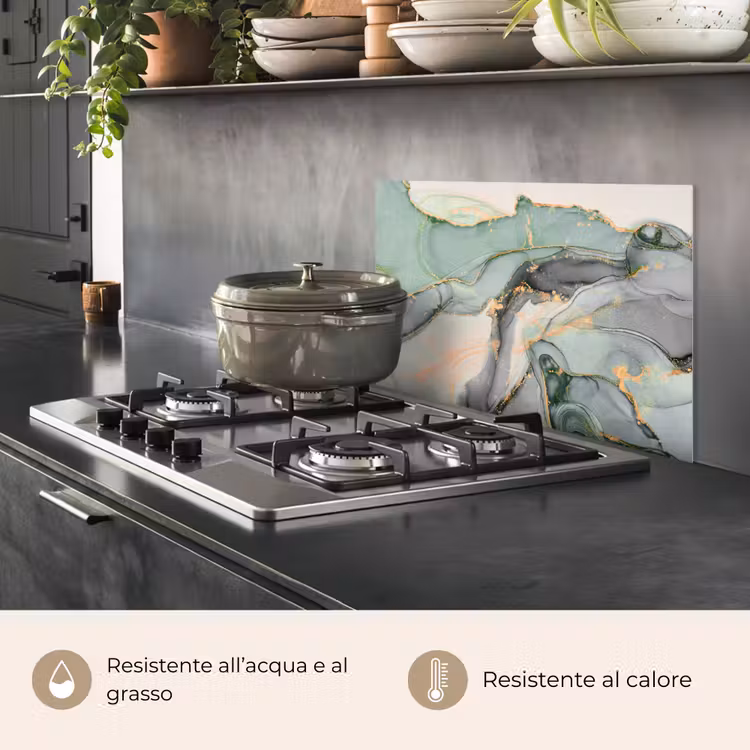 Paraschizzi cucina - Oro - Marmo - Verde - Lusso - Glitter - Look marmoreo — 2
