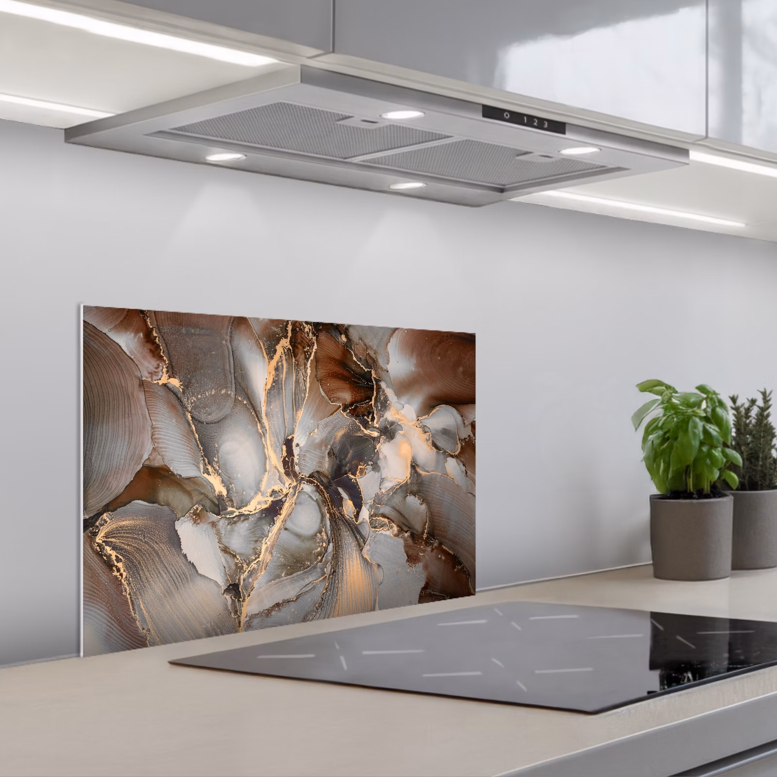 Paraschizzi cucina - Grigio - Oro - Marmo - Aspetto marmo — 1