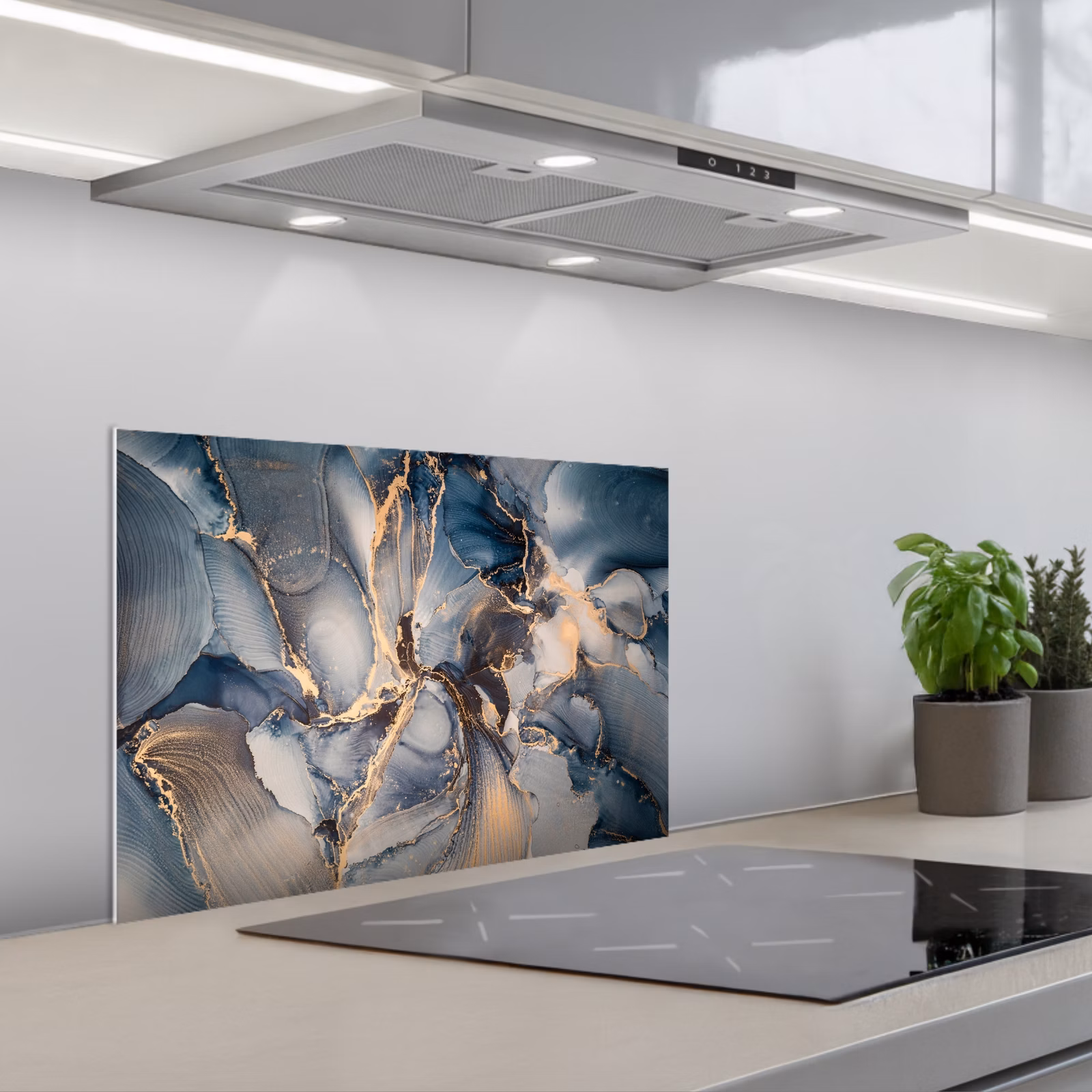 Paraschizzi cucina - Marmo - Grigio - Blu - Lusso - Oro — 1