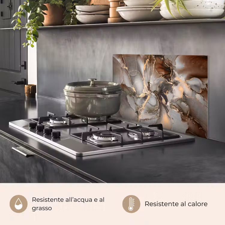 Paraschizzi cucina - Grigio - Oro - Marmo - Aspetto marmo — 2