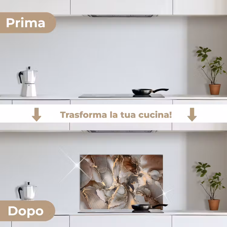 Paraschizzi cucina - Grigio - Oro - Marmo - Aspetto marmo — 7