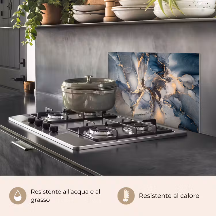 Paraschizzi cucina - Marmo - Grigio - Blu - Lusso - Oro — 2
