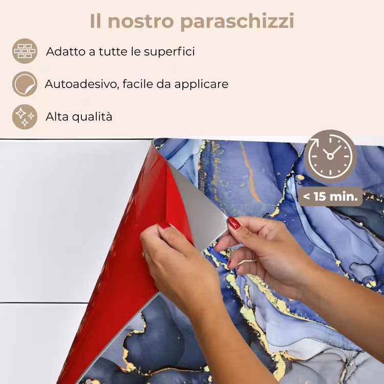 Paraschizzi cucina - Marmo - Oro - Astratto - Blu — 4