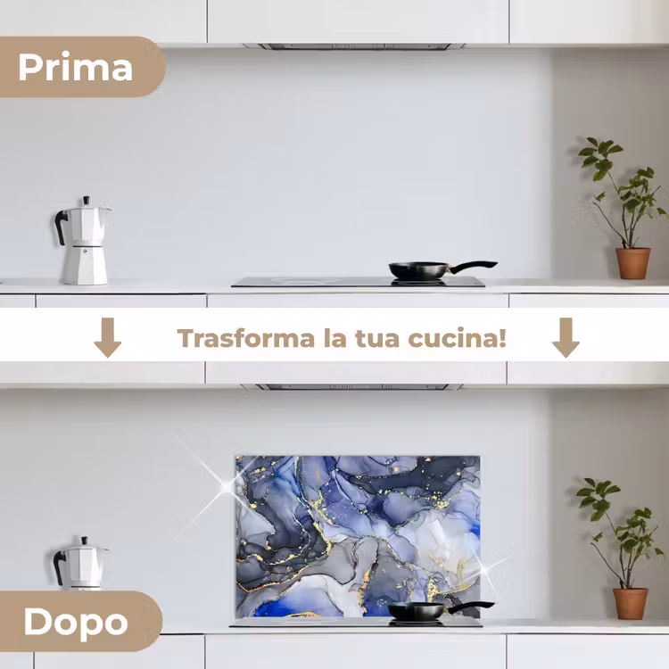 Paraschizzi cucina - Marmo - Oro - Astratto - Blu — 7