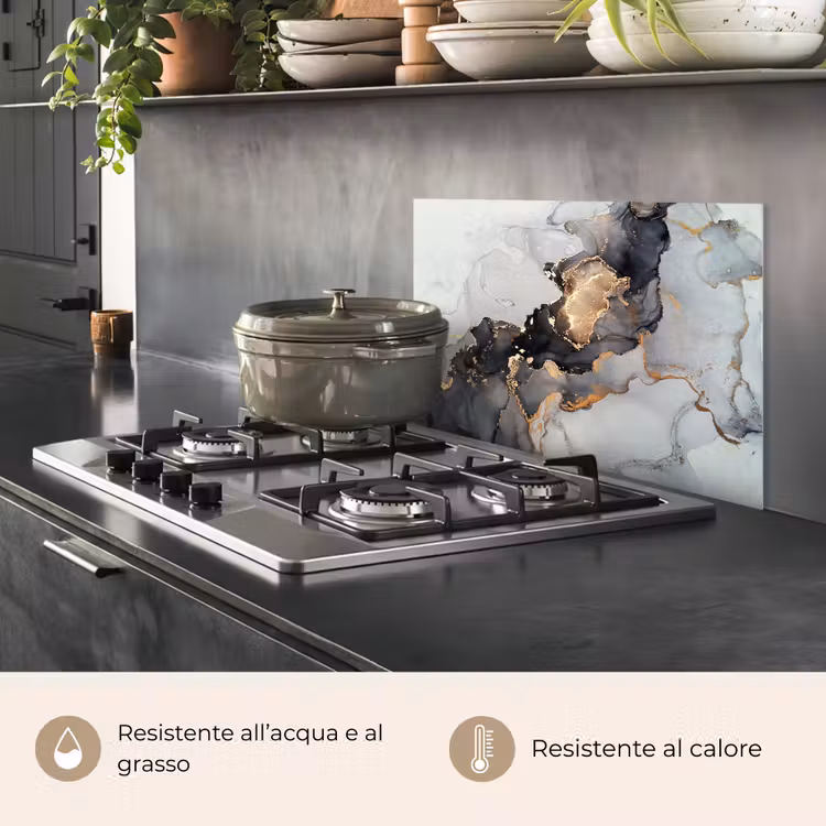 Paraschizzi cucina - Nero - Marmo - Lusso - Oro — 2