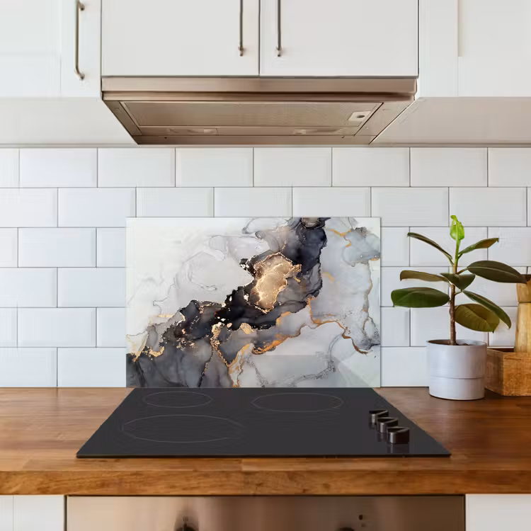 Paraschizzi cucina - Nero - Marmo - Lusso - Oro — 3