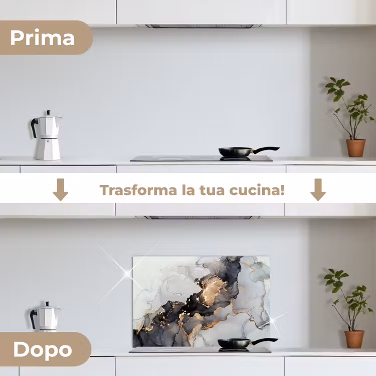 Paraschizzi cucina - Nero - Marmo - Lusso - Oro — 7