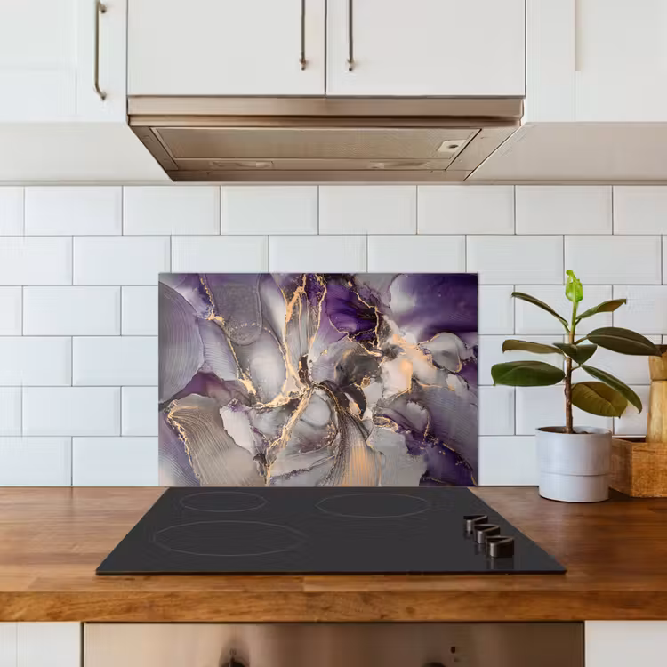 Paraschizzi cucina - Oro - Viola - Marmo — 3