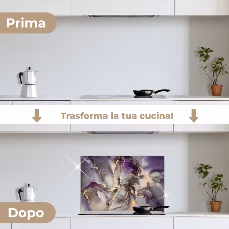 Paraschizzi cucina - Oro - Viola - Marmo — 7