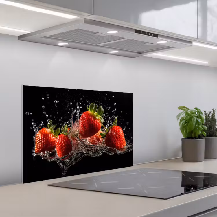 Paraschizzi cucina - Fragole - Frutta - Rosso - Acqua - Nero — 1