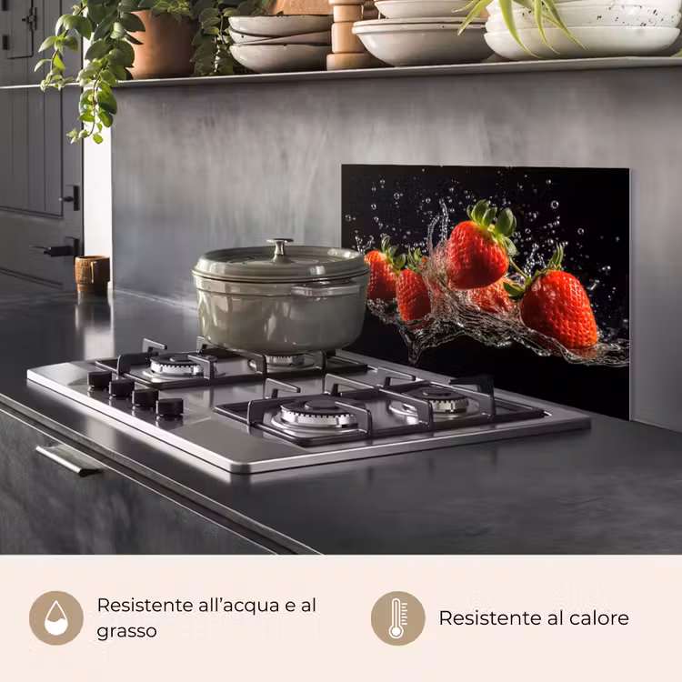 Paraschizzi cucina - Fragole - Frutta - Rosso - Acqua - Nero — 2
