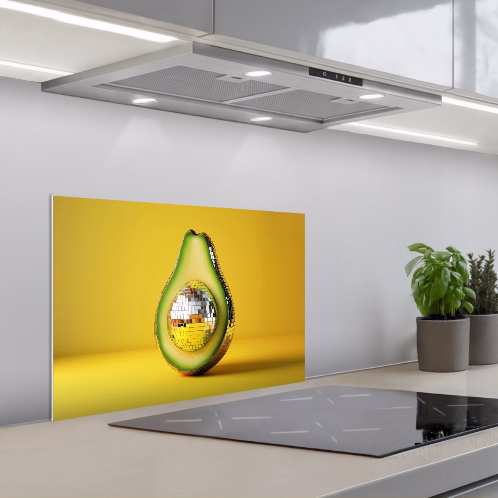 Paraschizzi cucina - Avocado - Discoball - Giallo - Brillantini — 1