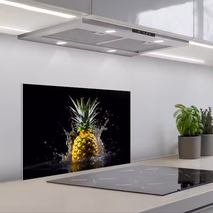 Paraschizzi cucina - Ananas - Frutta - Acqua - Piante - Nero — 1