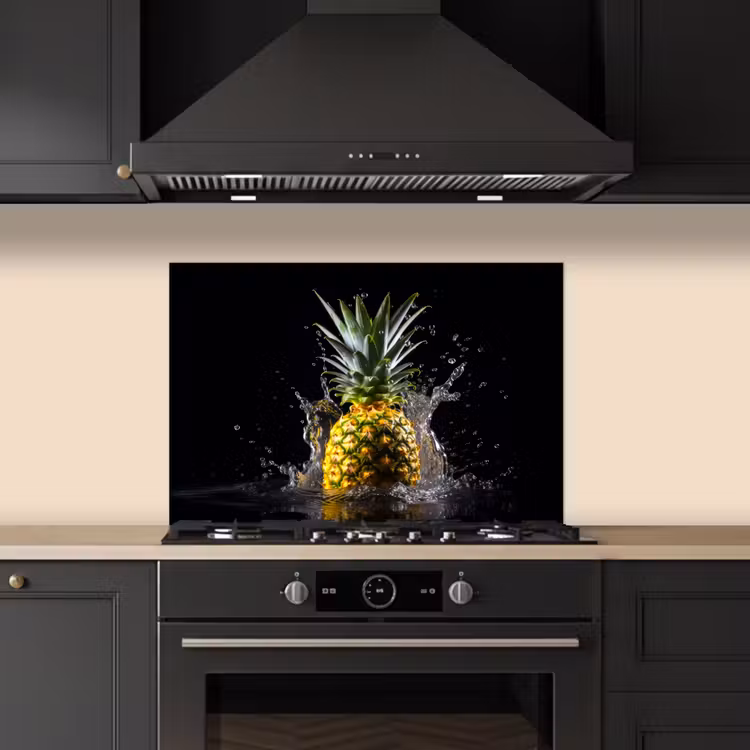 Paraschizzi cucina - Ananas - Frutta - Acqua - Piante - Nero — 5