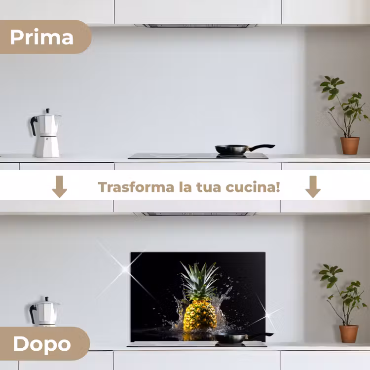 Paraschizzi cucina - Ananas - Frutta - Acqua - Piante - Nero — 7