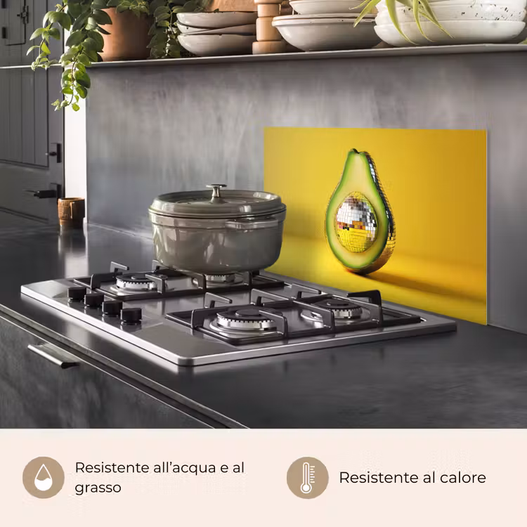 Paraschizzi cucina - Avocado - Discoball - Giallo - Brillantini — 2