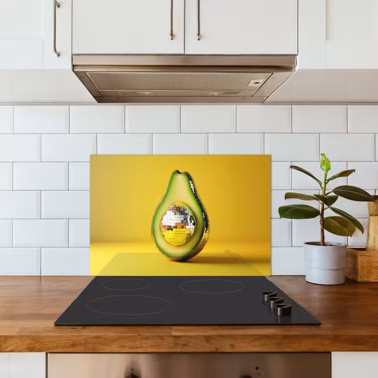 Paraschizzi cucina - Avocado - Discoball - Giallo - Brillantini — 3