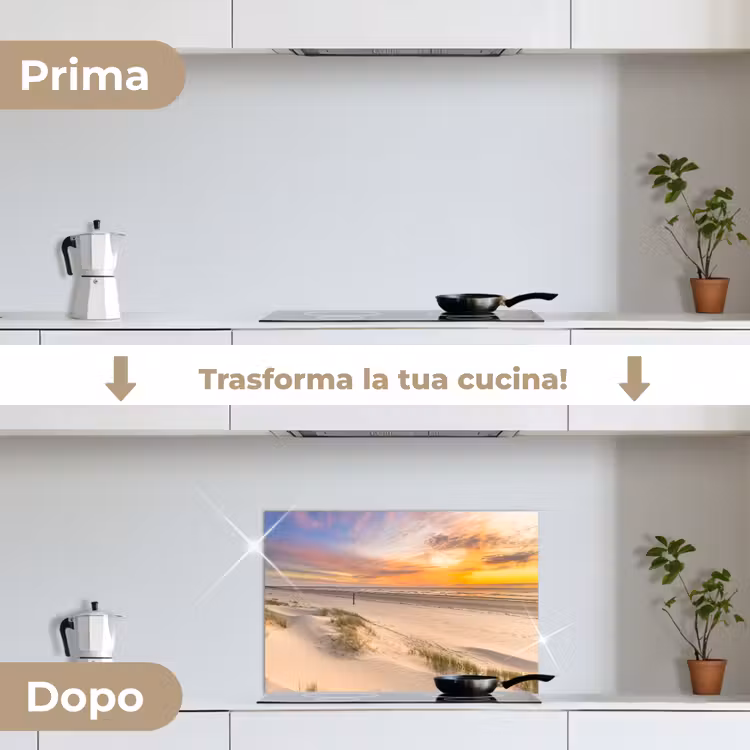 Paraschizzi cucina - Bagliore serale su dune e mare — 7