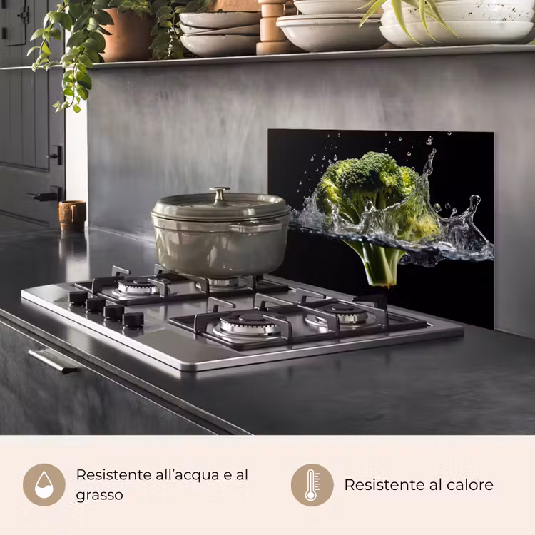 Paraschizzi cucina - Broccoli - Verde - Acqua - Nero — 2