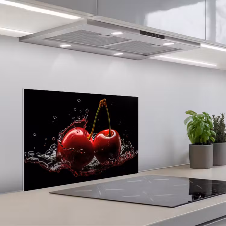 Paraschizzi cucina - Ciliegia - Rosso - Frutta - Acqua - Nero — 1