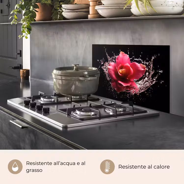 Paraschizzi cucina - Fiori - Rosa - Acqua - Nero - Botanica - Natura — 2