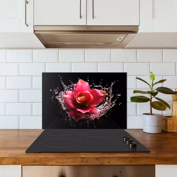 Paraschizzi cucina - Fiori - Rosa - Acqua - Nero - Botanica - Natura — 3