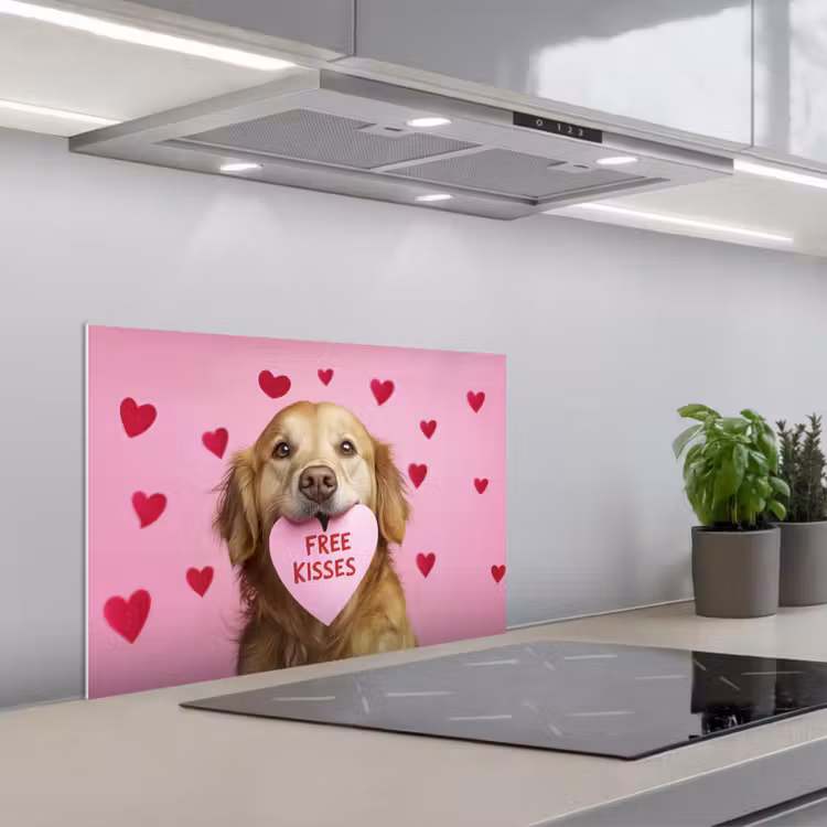 Paraschizzi cucina - Cane - Bacio - San Valentino - Cuori — 1