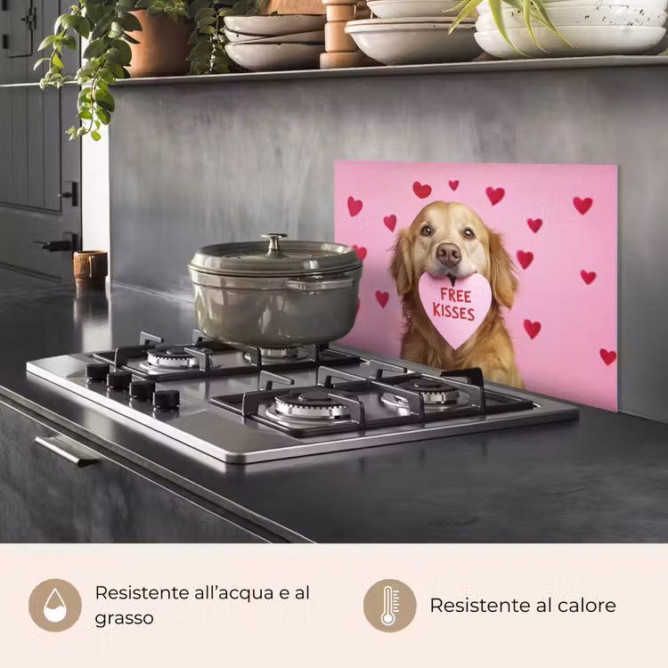 Paraschizzi cucina - Cane - Bacio - San Valentino - Cuori — 2