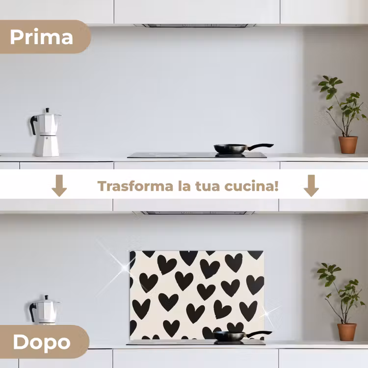 Paraschizzi cucina - Cuori - Nero - Beige — 7