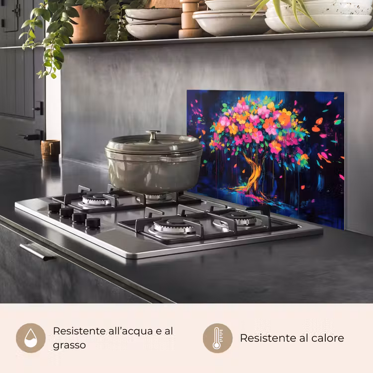 Paraschizzi cucina - Albero - Fiori - Magico - Colorato — 2