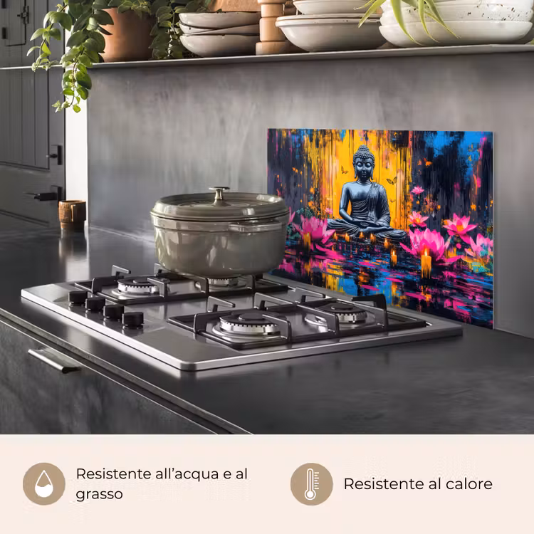 Paraschizzi cucina - Buddha - Fiori - Candele - Giallo — 2