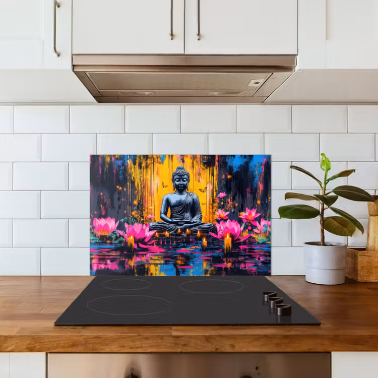 Paraschizzi cucina - Buddha - Fiori - Candele - Giallo — 3