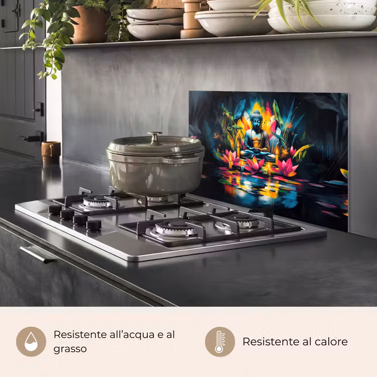Paraschizzi cucina - Candele - Fiori - Buddha - Acqua — 2