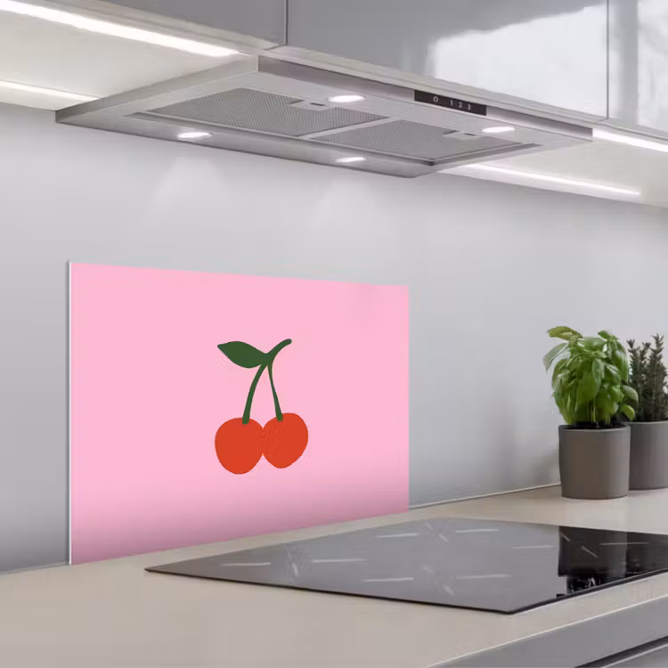 Paraschizzi cucina - Ciliegie - Rosa - Illustrazione — 1