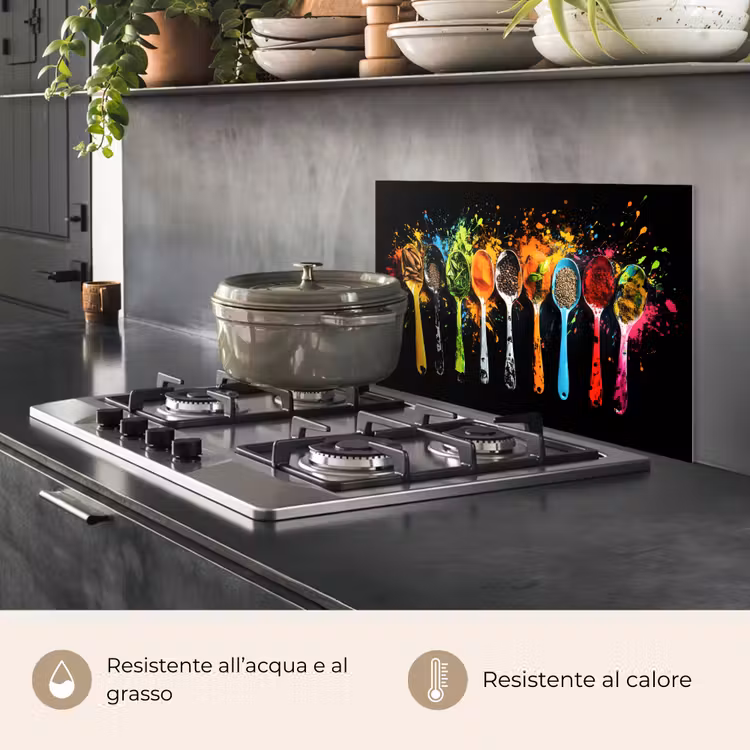 Paraschizzi cucina - Cucchiai - Spezie - Moderno - Graffiti - Vernice - Colorato — 2