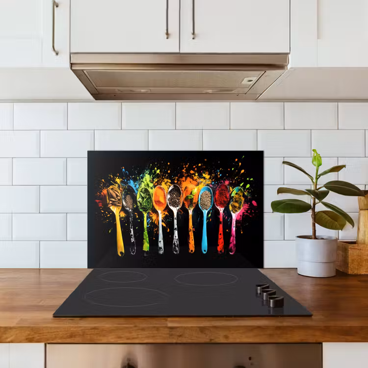 Paraschizzi cucina - Cucchiai - Spezie - Moderno - Graffiti - Vernice - Colorato — 3