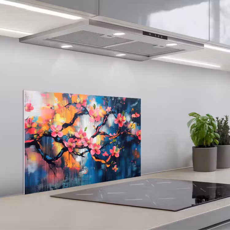 Paraschizzi cucina - Fiori - Ramo - Artistico - Rosa — 1