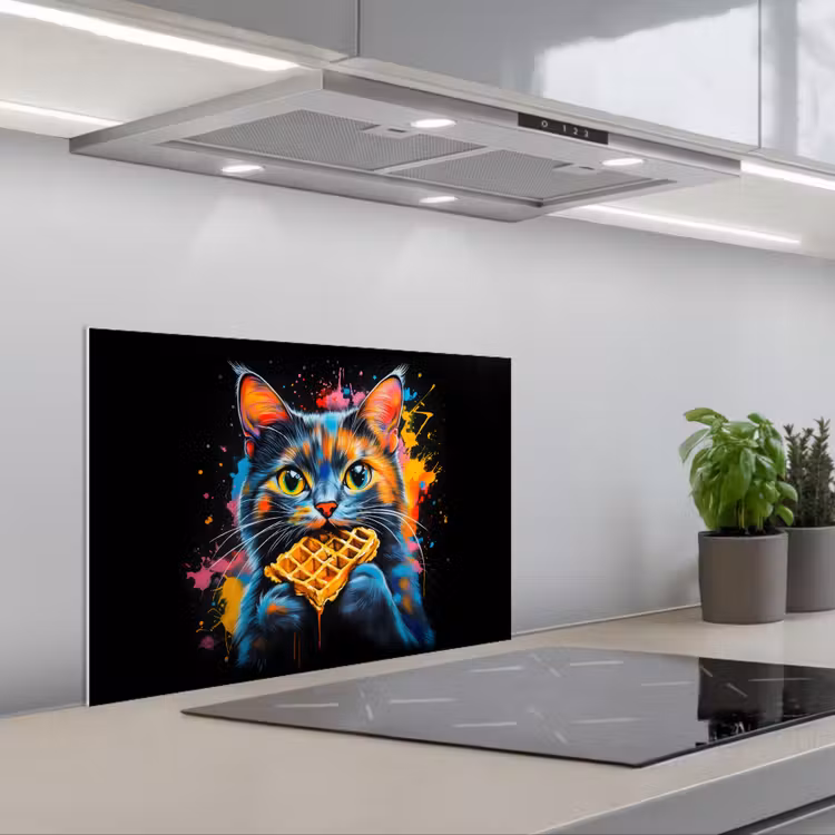 Paraschizzi cucina - Gatto - Graffiti - Colorato - Cialda - Cibo — 1