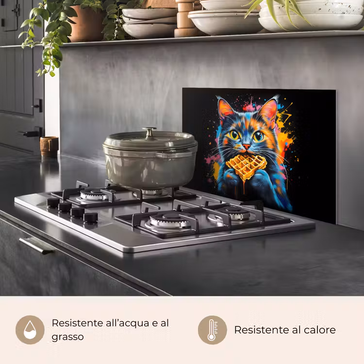 Paraschizzi cucina - Gatto - Graffiti - Colorato - Cialda - Cibo — 2