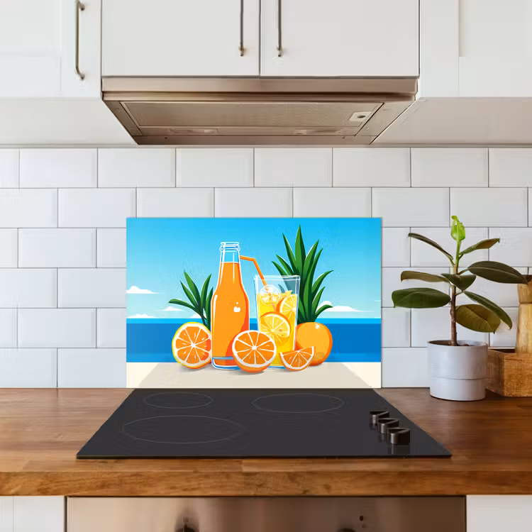 Paraschizzi cucina - Arance - Cubetti di ghiaccio - Mare - Illustrazione — 3