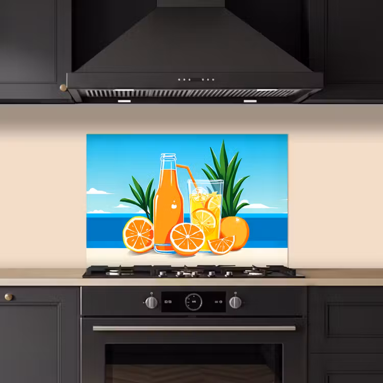 Paraschizzi cucina - Arance - Cubetti di ghiaccio - Mare - Illustrazione — 5