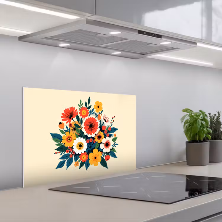 Paraschizzi cucina - Bouquet - Foglie - Illustrazione - Colorato — 1