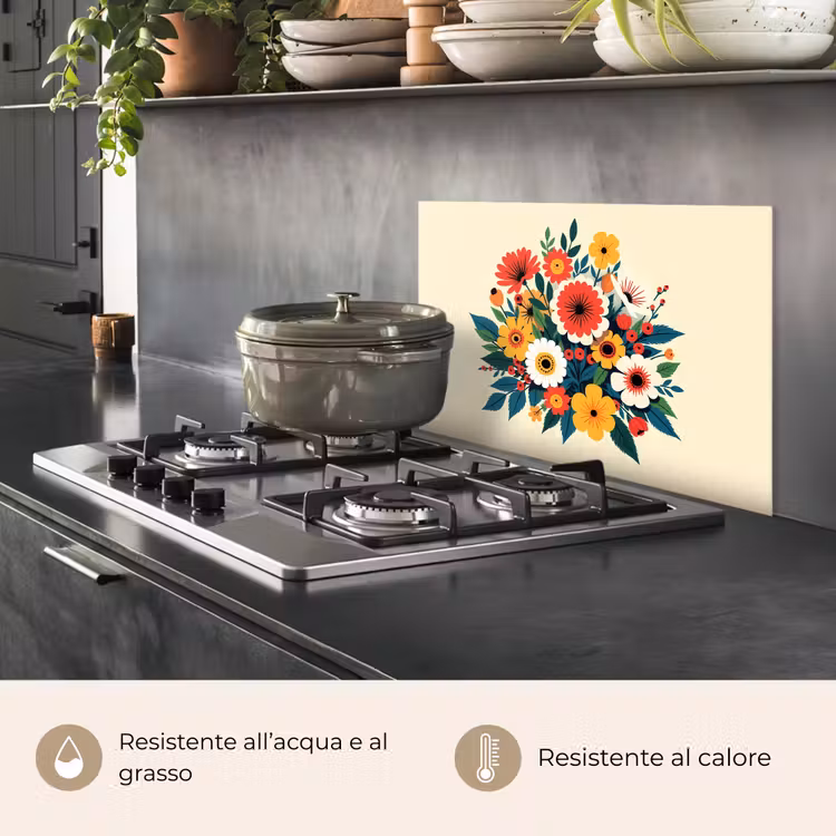 Paraschizzi cucina - Bouquet - Foglie - Illustrazione - Colorato — 2