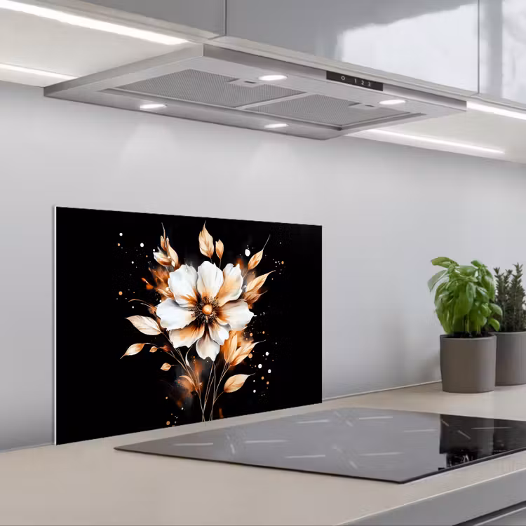 Paraschizzi cucina - Fiore - Vernice - Oro - Graffiti - Moderno — 1