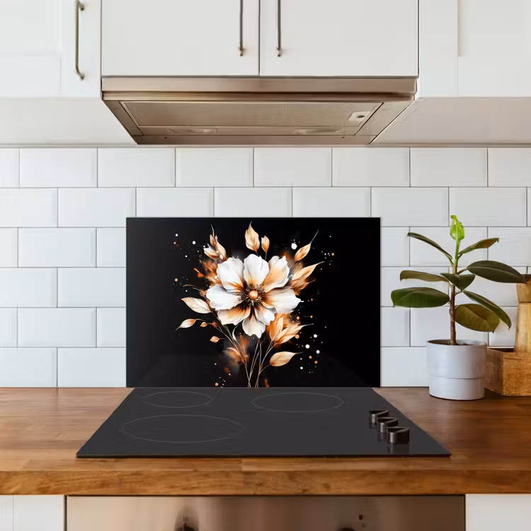 Paraschizzi cucina - Fiore - Vernice - Oro - Graffiti - Moderno — 3