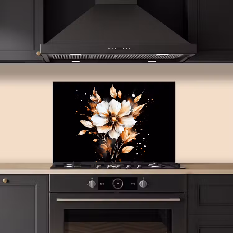 Paraschizzi cucina - Fiore - Vernice - Oro - Graffiti - Moderno — 5