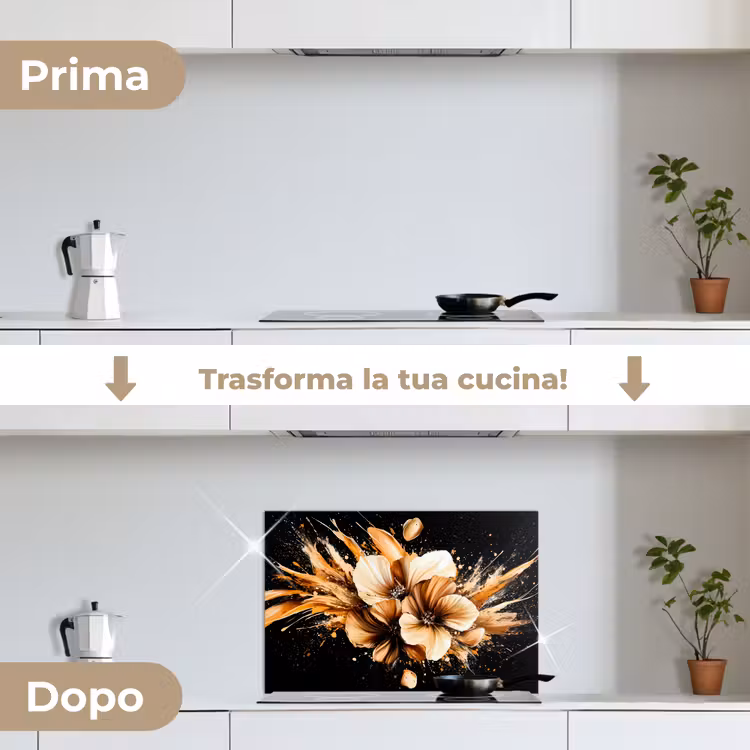 Paraschizzi cucina - Fiori - Oro - Graffiti - Nero - Astratto — 7